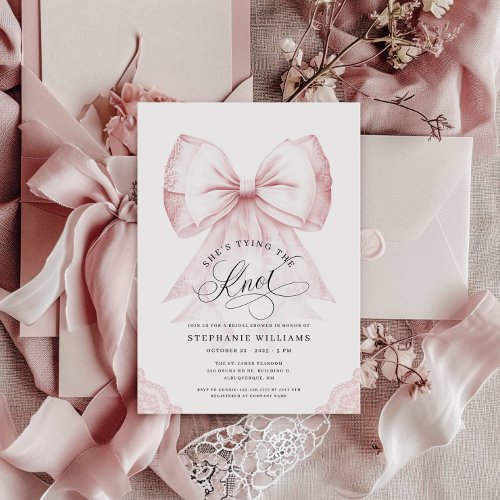 Pink Shes Tying the Knot Bridal Shower Invitation