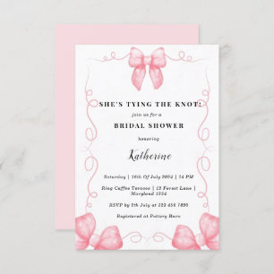 Pink She's tying the knot coquette bridal shower Invitation