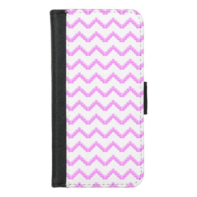 Pink shevron pattern iPhone wallet case (Front)