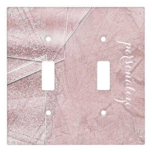 Pink Shimmer Crystal Glass Glam Designer Style Light Switch Cover