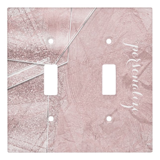 Pink Shimmer Crystal Glass Glam Designer Style Light Switch Cover (Front)