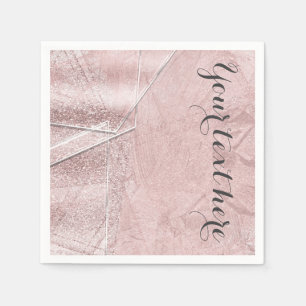 Pink Shimmer Crystal Glass Glam Designer Style Napkins