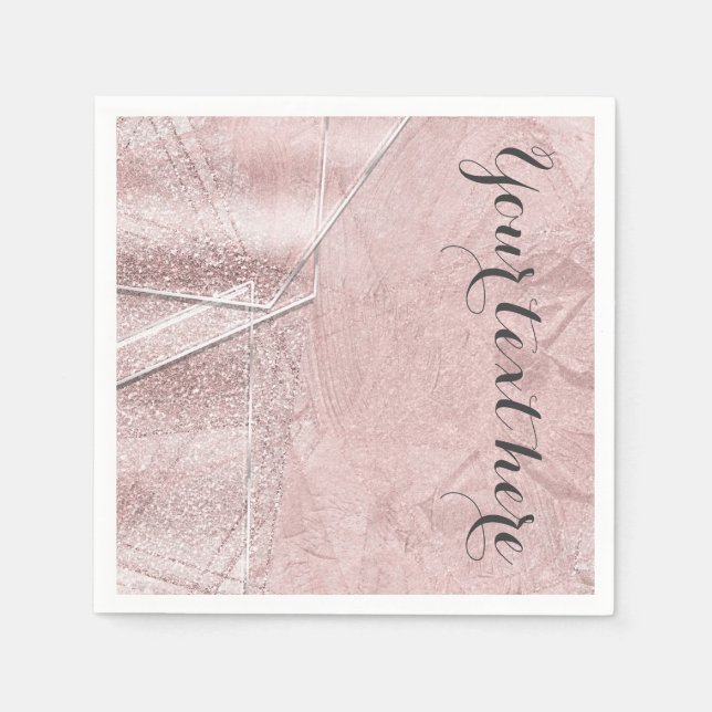 Pink Shimmer Crystal Glass Glam Designer Style Napkins (Front)