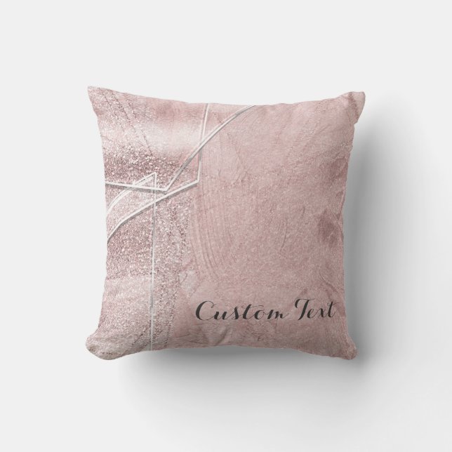 Pink Shimmer Crystal Glass Glam Designer Style Throw Pillow (Front)