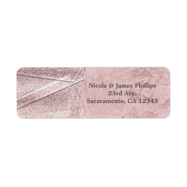 Pink Shimmer Crystal Glass Glam Party Invitation Label (Front)
