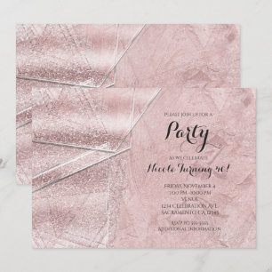 Pink Shimmer Crystal Glass Glam Party Invitations