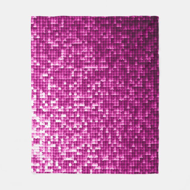 Pink shimmer, silver, black sequins fleece blanket (Front)