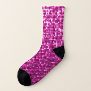 Pink shimmer, silver, black sequins socks