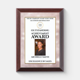 Pink shimmer sparkle logo employee recognition award plaque