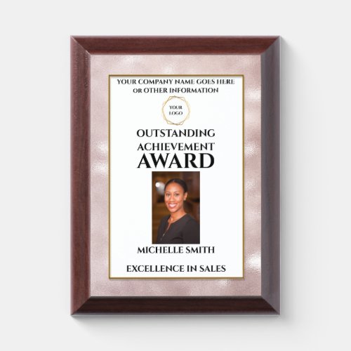 Pink shimmer sparkle logo employee recognition  award plaque