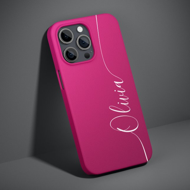 Pink Shimmer White Elegant Calligraphy Script Name Case-Mate iPhone Case (Creator Uploaded)