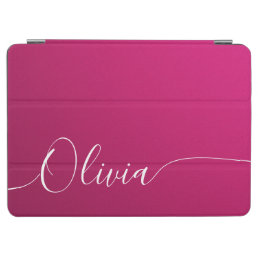 Pink Shimmer White Elegant Calligraphy Script Name iPad Air Cover