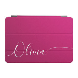 Pink Shimmer White Elegant Calligraphy Script Name iPad Mini Cover