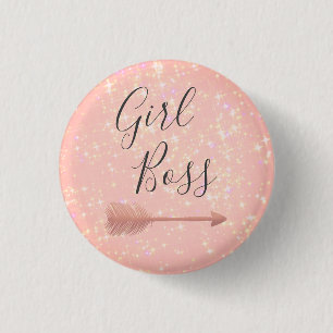 "Pink Shimmery Girl Boss Button