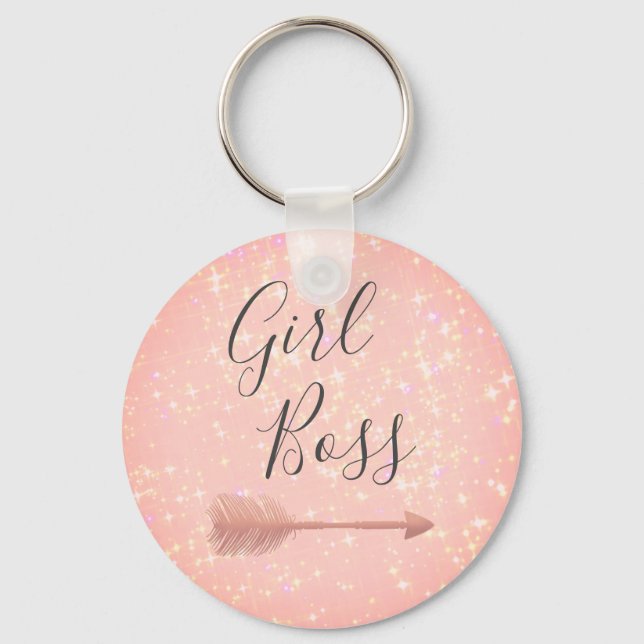 "Pink Shimmery Girl Boss  Keychain (Front)
