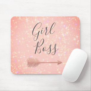 "Pink Shimmery Girl Boss Mouse Pad
