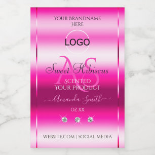 Pink Shimmery Product Label Diamonds Initials Logo
