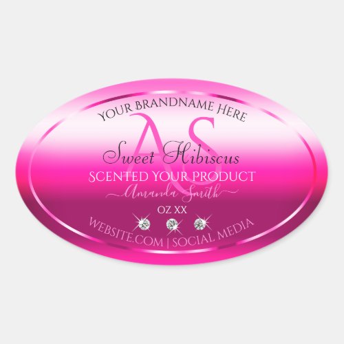Pink Shimmery Product Labels Diamonds and Initials