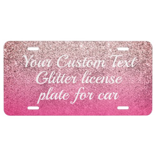 Pink Shiny Calligraphy Sparkle Bling License Plate
