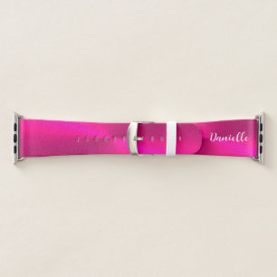 Pink shiny faux metal custom name apple watch band