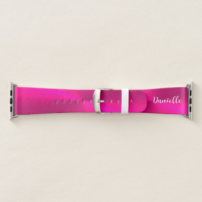 Pink shiny faux metal custom name apple watch band (Band)