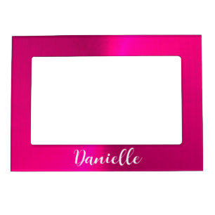 Pink shiny faux metal custom name magnetic frame