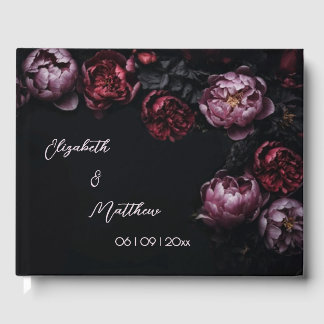 Pink Shiny Flower Black | Wedding Guest Book