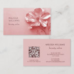 Pink Shiny Metallic 3D Flower Business Card