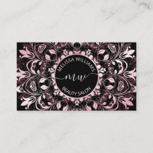 Pink Shiny Metallic Black  Mandala Logo Business Card