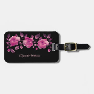 Pink Shiny Metallic Cherry Blossoms Luggage Tag