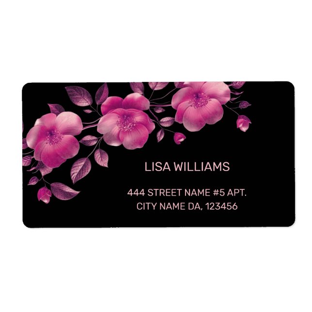 Pink Shiny Metallic Flower Black Label (Front)