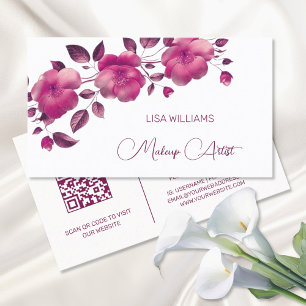 Pink Shiny Metallic Flower Business Card