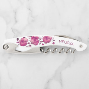 Pink Shiny Metallic Flower Waiter's Corkscrew