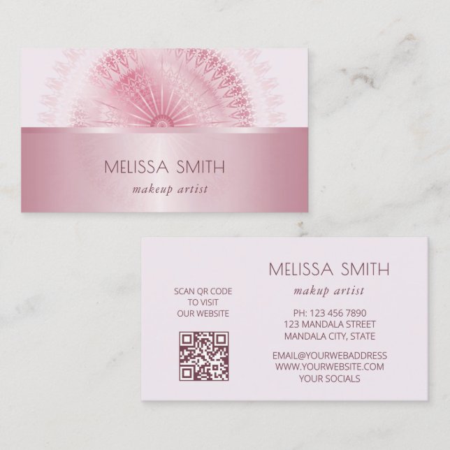 Pink Shiny Metallic Mandala  Business Card (Front/Back)