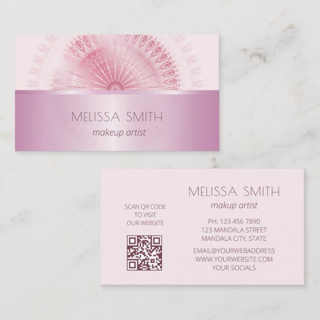 Pink Shiny Metallic Mandala  Business Card (Front/Back)