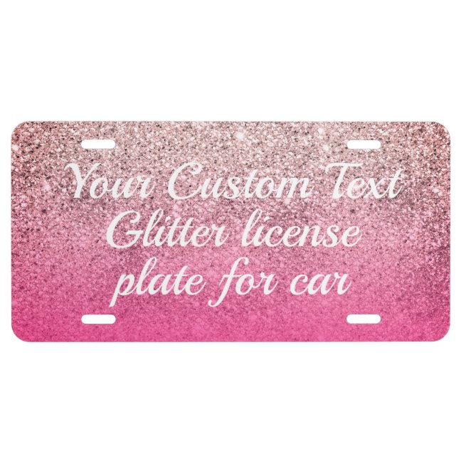 Pink Shiny printed sparkle effect Bling License Plate