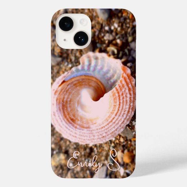 PINK SHINY SHELL STONY SEASHELL BEACH NATURE PHOTO Case-Mate iPhone CASE (Back)