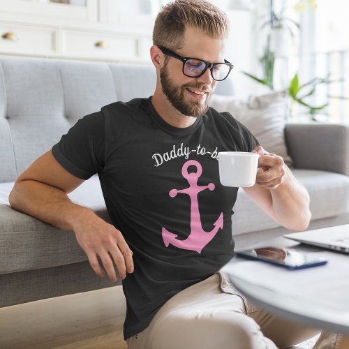 Pink Ship Anchor with Custom Text Graphic T_Shirt