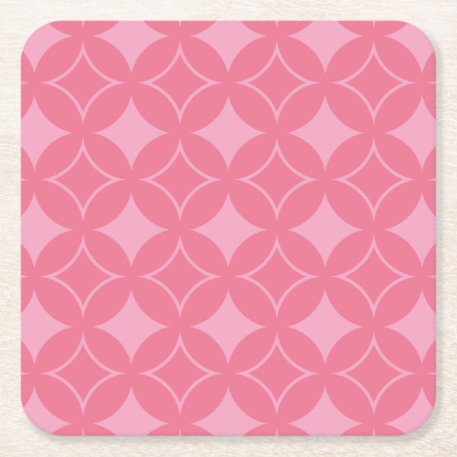 Pink shippo pattern square paper coaster (Front)