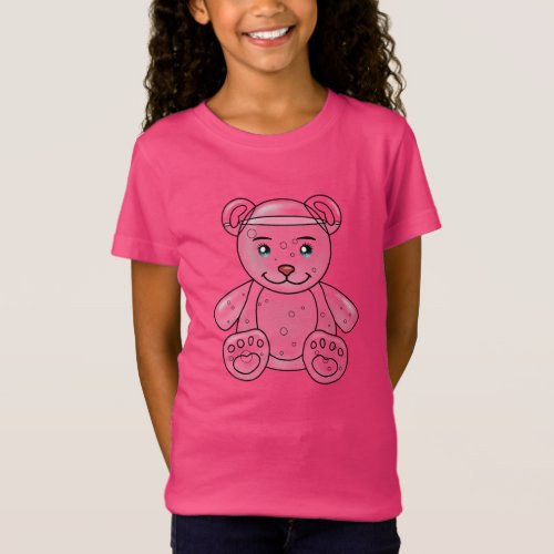 pink shirt female child pink teddy bear