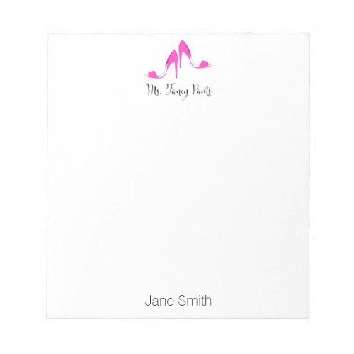 Pink Shoe Fancy Personalized Note Pad