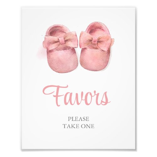 Pink Shoes Baby Shower Favors Sign