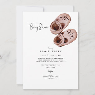 Pink Shoes Bassinet Baby Shower Invitation