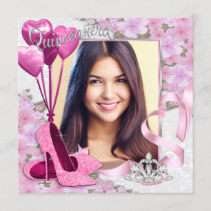 Pink Shoes Photo Quinceanera Invitation