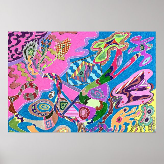 Pink Shore, 19x13 Abstract Art Poster (Front)