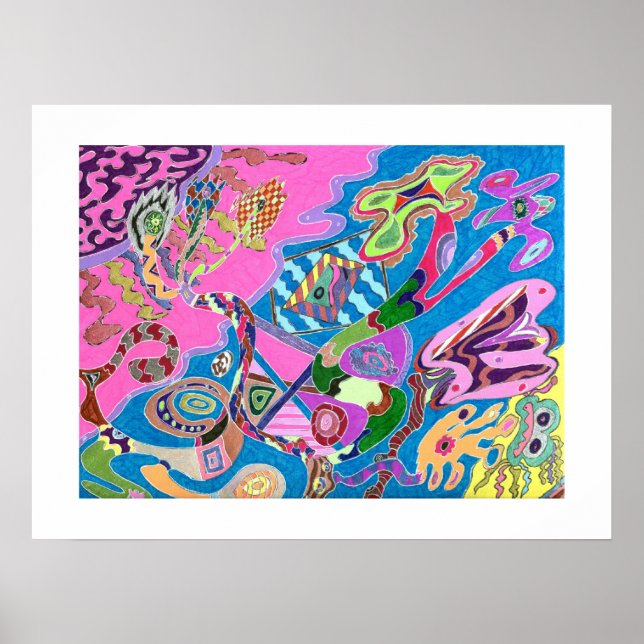 Pink Shore, 24x18 Abstract Art Poster (Front)