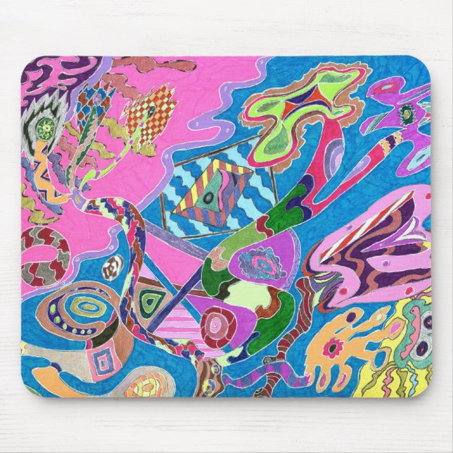 Pink Shore, Abstract Art Mouse Pad (Front)