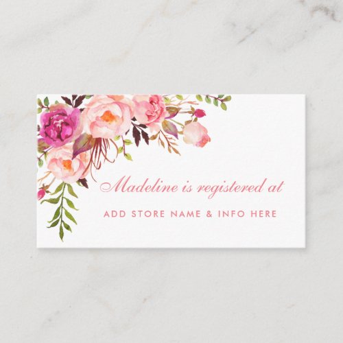 Pink Shower Registry Insert Card