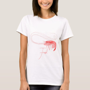 Pink Shrimp Custom Text T-Shirt