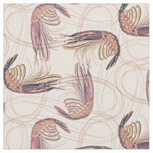 Pink Shrimp Long Antennae Pattern Fabric